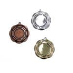 Tre medaljer i guld, sølv og bronze.