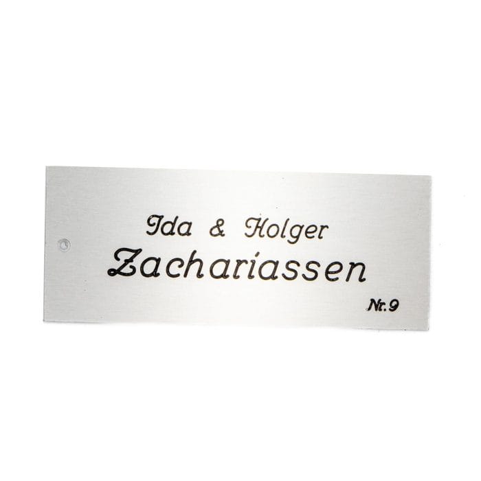 Tavleskilt - Nr. 9 - Aluminium - Ida - Hjortlund & Bøgh Gravering - Tavleskilt 9 alu 1