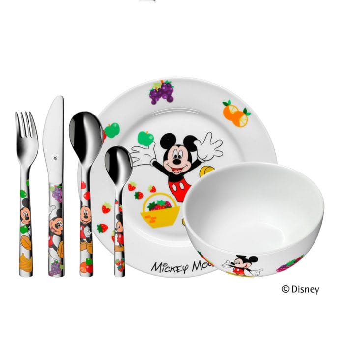 Mickey Mouse - Porcelæns sæt - 6 dele - Hjortlund & Bøgh Gravering - Bestik Mickey Mouse samlesaet farve