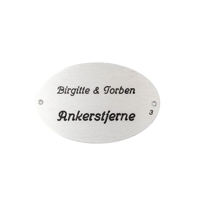 Dørskilt i Aluminium - Birgitte - Hjortlund & Bøgh Gravering - Tavleskilt 3 alu