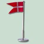 Dansk bordflag på stang med fod
