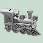 Metaltog sparegris på grøn baggrund