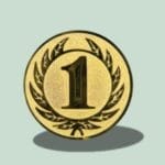 Guldmedalje med tallet ét i midten