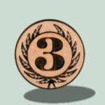 Bronzemedalje med tallet tre og laurbærkrans