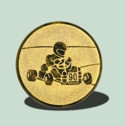 Gylden medalje med gokart-motiv