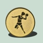 Gylden medalje med håndboldspiller-symbol