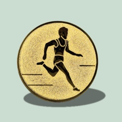 Guldmedalje med løber i aktion