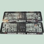 Nummerplade med teksten "Verdens Bedste Mormor