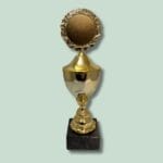 Guldpokal på sort marmorsokkel