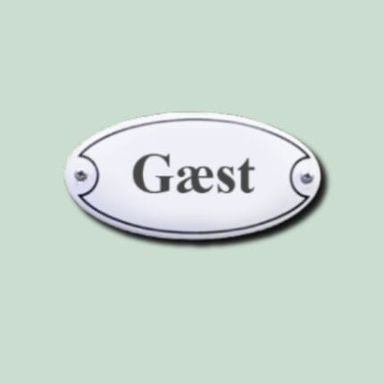 Emaljeskilt - Oval - Gæst - 5 x 10 cm