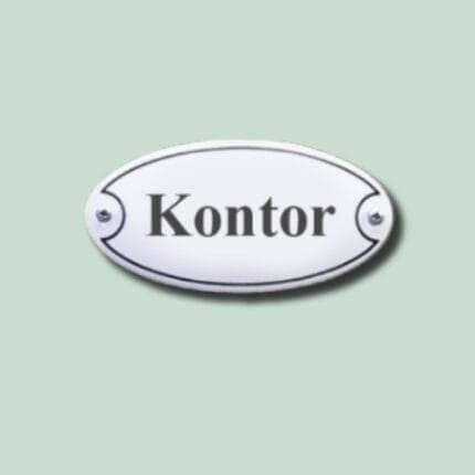 Emaljeskilt - Oval - Kontor - 5 x 10 cm