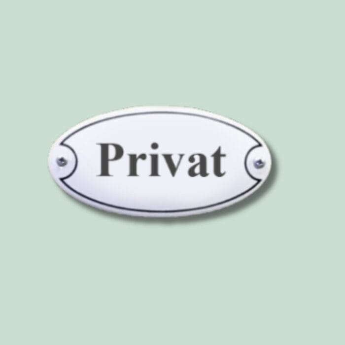 Emaljeskilt - Oval - Gæst - 5 x 10 cm - Hjortlund & Bøgh Gravering - Emalje 10 x 5 cm hvid privat