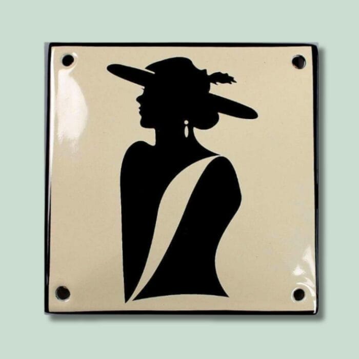 Emaljeskilt - Toiletskilt dame - 10 x 10 cm - Hjortlund & Bøgh Gravering - emalje 10x10 toilet dame
