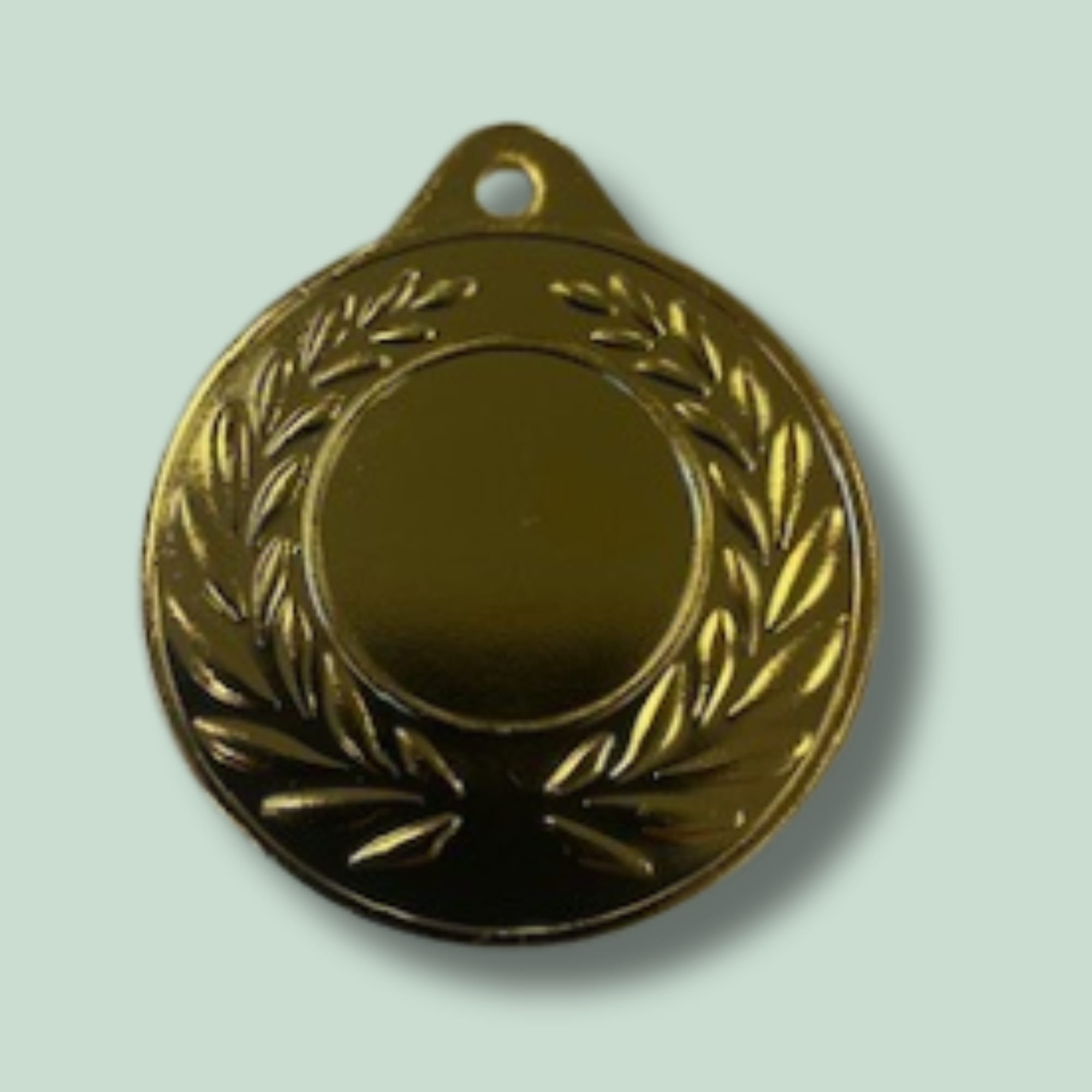 MEDALJE - LANDBOLYST Guldmedalje med laurbærkrans på grøn baggrund